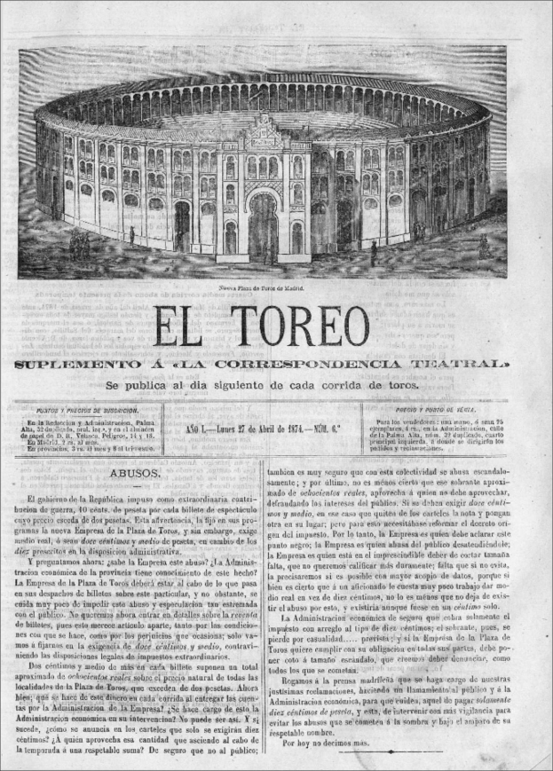 Schwarz-weiß-Illustration eines alten Konzertsaals mit Sitzreihen in einem großen Auditorium, gedruckt auf altem Zeitungsdruck.