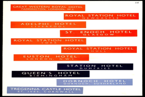 Ein schwarzes Plakat mit verschiedenen Hoteltypen in weißer Schrift.