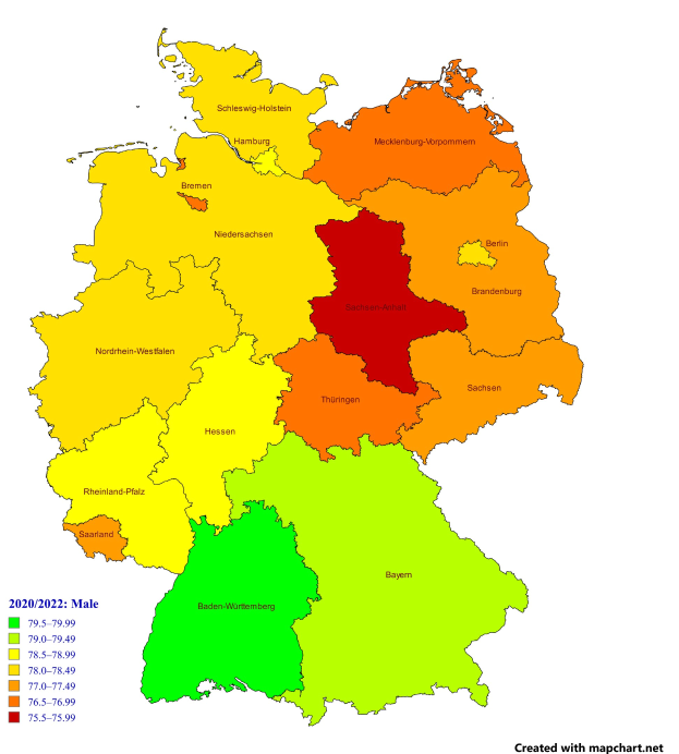Eine Deutschlandkarte in verschiedenen Farben, die unterschiedliche Prozentangaben für verschiedene Regionen darstellt, begleitet von erklärendem Text auf der linken Seite.