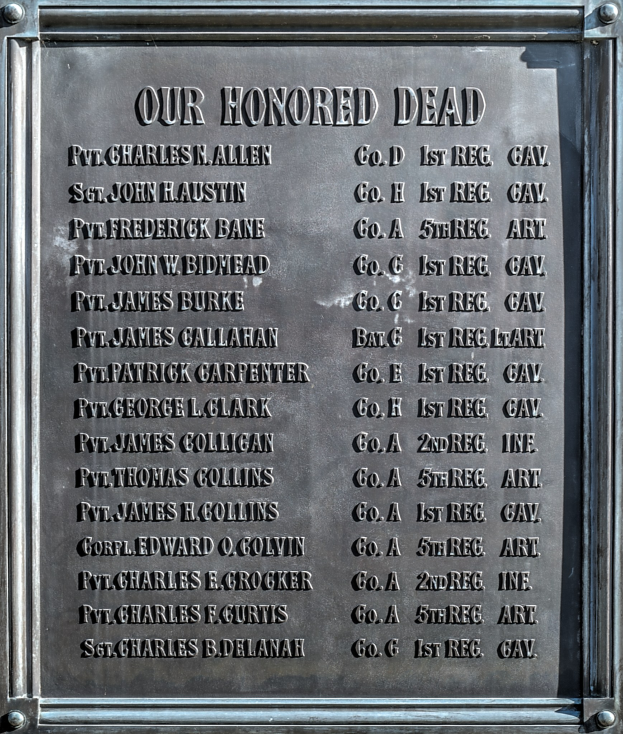 Gedenktafel an einer Gebäudeseite mit der Inschrift "Unser Ehrengedenken" in Metall.